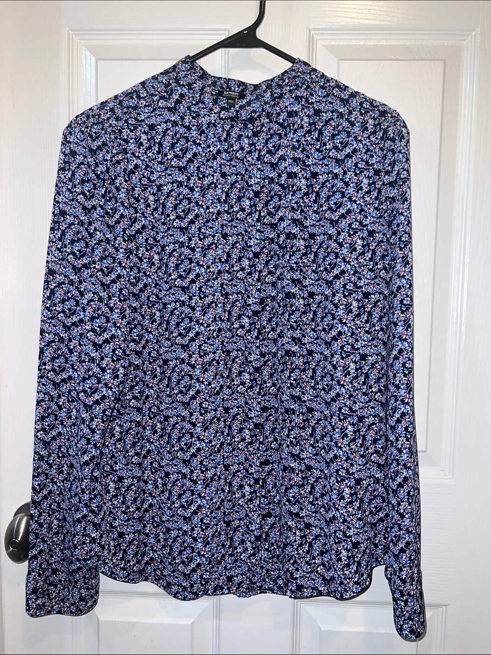 Express Portofino Button-Down Floral Shirt - Black & Blue